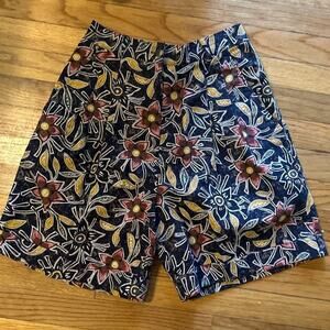 Rafaella High Waisted Linen Flower Shorts Vintage
